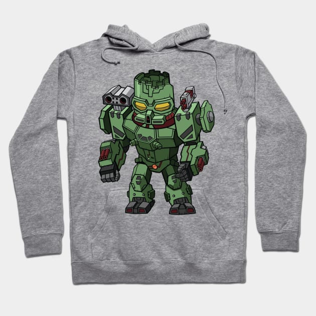 Green Cannon Machine Chibi Hoodie by GodPunk